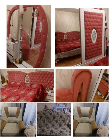Yataq otağı dəstləri: Yataq dəsti+divan kreslo hamısı birgə 500₼.Təkcə termonun güzgüsü