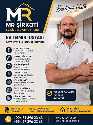 Бассейны: EV TƏMİRİ USTASI – MR Şirkəti Xidmətlər: - Elektrik işləri — 1