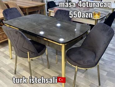 açılan jurnal masaları: Mətbəx üçün, Yeni, Açılan, Dördbucaq masa, 4 stul, Türkiyə