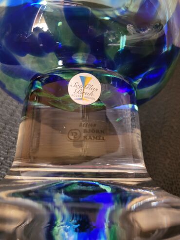 Ostali antikviteti: Svecnjak rucni rad tkz morsko staklo Bjorna Ramela Svedska iz 70ih — 16