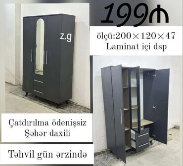 Dolablar: *Dolab 3 qapılı 199Azn* ✔️Təhvil gün ərzində Ölçü:200×120×47