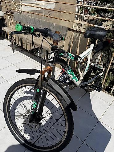 velosiped: Şəhər/dağ tipli “URAN” velosiped - Rəng: ağ-yaşıl-qara - Çərçivə — 2