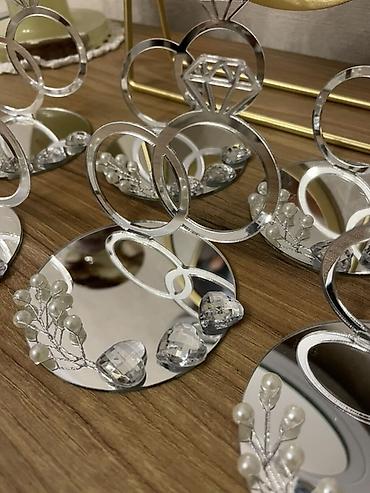 ucuz lazer: Güzgü səthli nikah/nişan dekorları – üzük motivli stolüstü bəzək 12 — 6