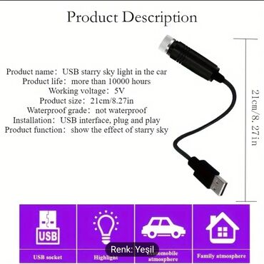 mini traktori: Mini tavan,aftamabil,göy üzü gece led lampaları USB ulduzlu ayarlana