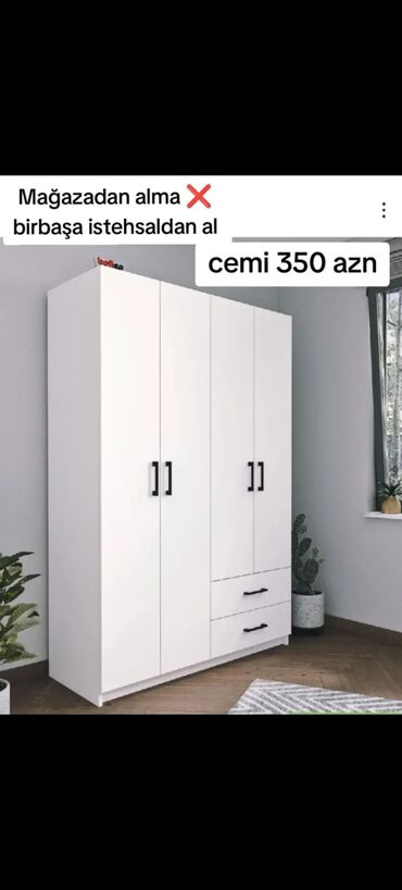 Dolablar: Yeni, Açılan, 3 qapılı Düz dolab, Qarderob, paltar dolabı, Azərbaycan — 15
