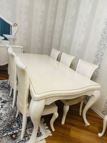 Masa və oturacaq dəstləri: Qonaq otağı üçün, Açılmayan, Oval masa, 6 stul — 4