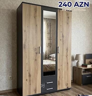 3 qapılı geyim dolabı – 240 AZN Ölçülər: Dərinlik 47 sm × Hündürlük