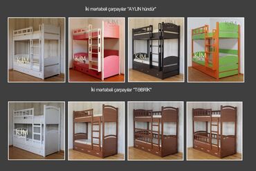İkimərtəbəli uşaq çarpayıları: Oğlan və qız üçün, Yeni, Çarpayı, Matras ilə, Siyirməli, Taxta — 11