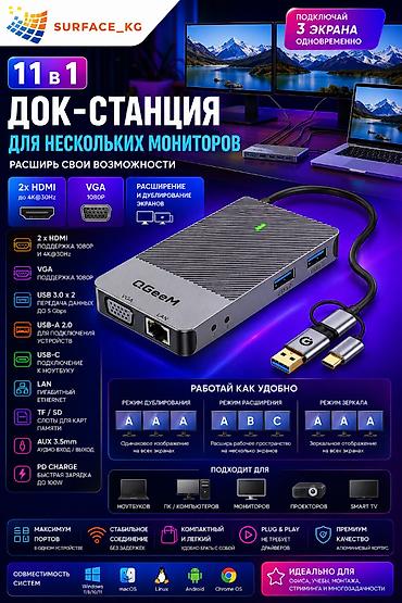 док станция: 11 в 1 Док-станция для нескольких мониторов | Surface_KG — 1
