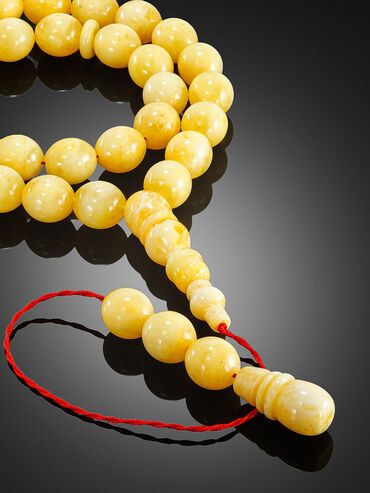 Təsbehlər: Süd rəngli kəhrəba muncuqlardan hazırlanmış təsbeh 100% təbii,bütöv — 1