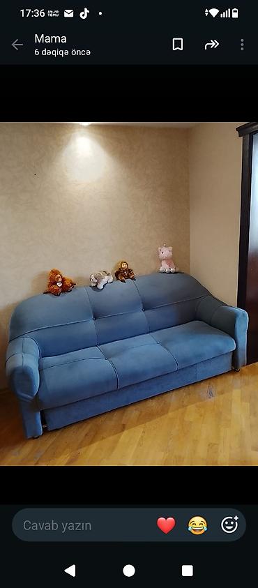 Mavi rəngli 4 nəfərlik divan - Yumşaq, toxunuşa xoş parça üzlük - lalafo.az -da Mavi rəngli 4 nəfərlik divan - Yumşaq, toxunuşa xoş parça üzlük -