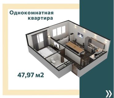 Продажа квартир: 1 комната, 48 м², Элитка, 8 этаж, Дизайнерский ремонт