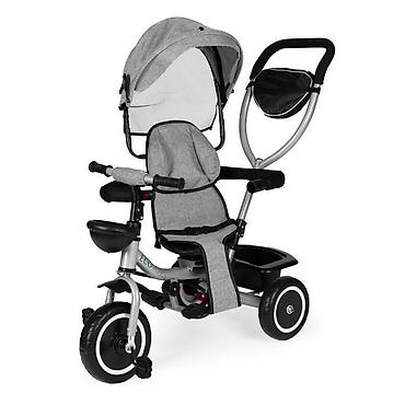 trakice za bebe: ECOTOYS 2u1 tricikl sa rotirajućim sedištem i sklopivom tendom – Gray — 5