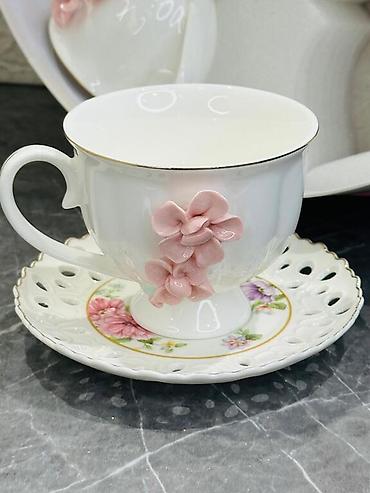 çay servis: Çay dəsti, rəng - Ağ, Farfor, 6 nəfərlik — 3