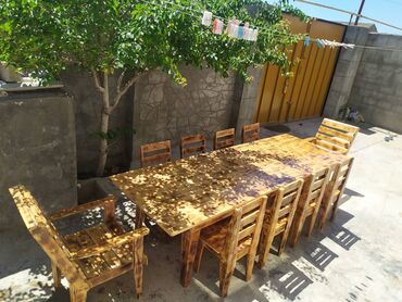 Bağ, çöl masa və oturacaq dəstləri: Masa ve stullar (100*300) Restoran və bağ üçün masa ve