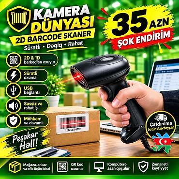 Məhsul: USB barkod/QR kod skaneri – əl tipli, portativ Xüsusiyyətlər