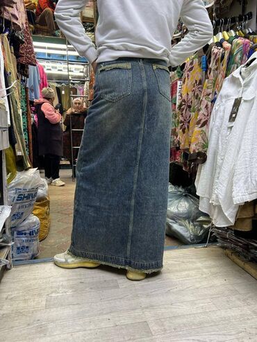 джинсы бойфренды с завышенной талией: Юбка, Макси, Джинс, Высокая талия