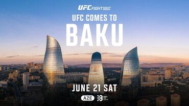 Reklam, çap: Bakıda keçiriləcək UFC döyüş gecəsinin elanı. İyunun 21-də baş tutacaq
