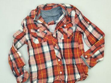 koszula lniana chlopieca: Shirt 7 years, condition - Good, pattern - Cell, color - Orange