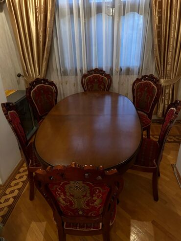 reception masa: Для гостиной, Нераскладной, Овальный стол, 6 стульев