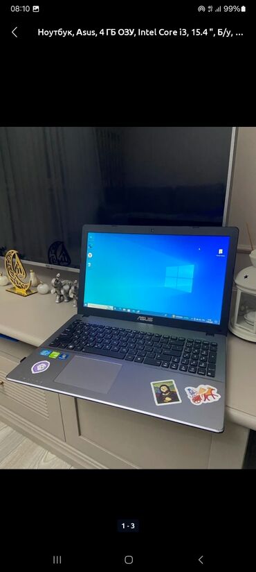 рабочий компьютер: Ноутбук, Asus, 4 ГБ ОЭТ, Intel Core i3, 15.4 ", Колдонулган, Оюндар үчүн, эс тутум SSD