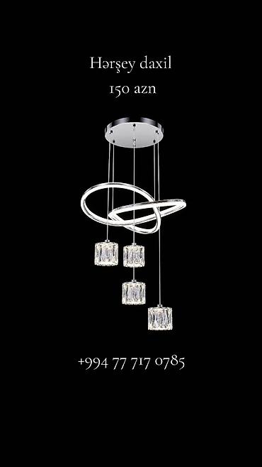 təbii dibcək gulləri: Led Çılçıraq, 4 və daha çox lampa, Metal — 1