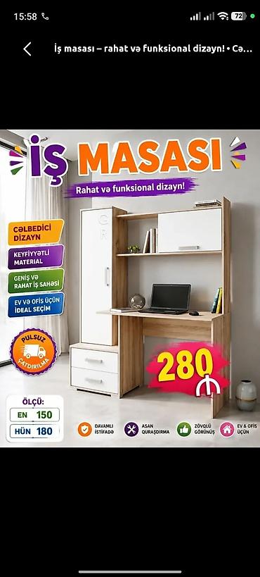 İş masası – rahat və funksional dizayn • Cəlbedici dizayn •