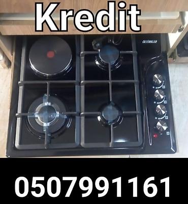 qaz sobası: Qaz-elektrik kombinə edilmiş plitə (4 gözlü) Kredit - 3 qaz ocağı + — 1