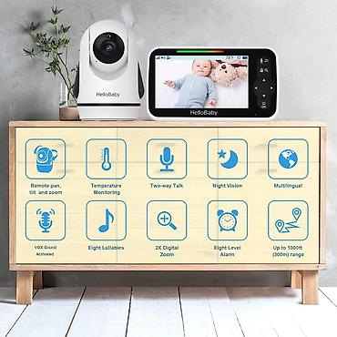miki: HelloBaby HB6351 Uşaq Nəzarət Kamerası 5 düymlük ekranlı, gecəgörməli — 2