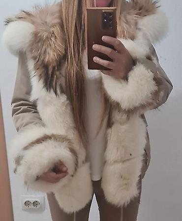 mont prsluci: Ženska parka sa krznom – bež - Model: IDI LEATHER parka s bogatim — 2