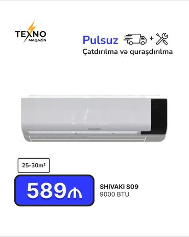 kondisioner tcl: Kondisioner Shivaki, 20-25 kv. m, Split sistem, Kredit yoxdur, Pulsuz quraşdırılma