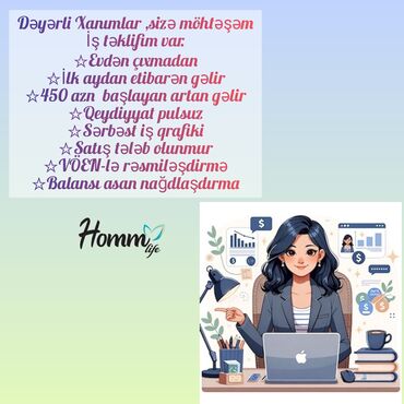 satici iş: Evdən çıxmadan işləmək imkanı təklif olunur. Bu iş ilk aydan etibarən
