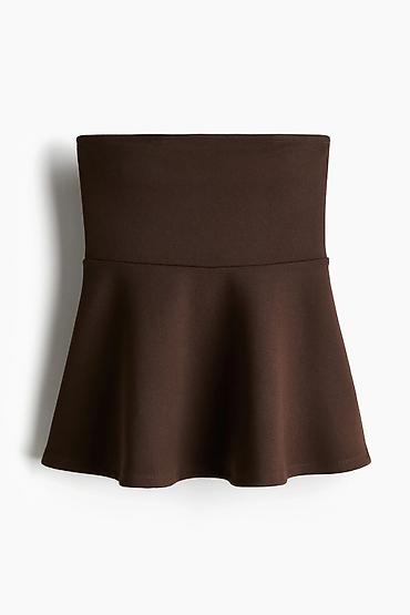 stradivarius rokovnik: Zara strapless top – smeđa boja, peplum kroj. Model je bez naramenica — 2