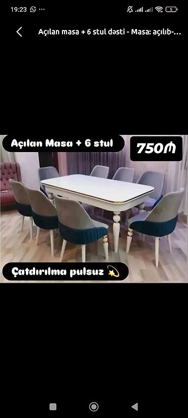 Açılan masa + 6 stul dəsti - Dəst tərkibi: açılıb-bağlanan yemək lalafo.az -da Açılan masa + 6 stul dəsti - Dəst tərkibi: açılıb-bağlanan yemək