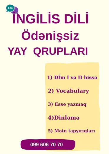 ingilis dili hazırlığı: Xarici dil kursu, İngilis dili, Böyüklər üçün, Uşaqlar üçün, Abituriyentlər üçün