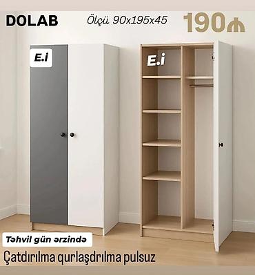 mini skaf: DOLAB – iki qapılı geyim şkafı - Ölçü: 90×195×45 sm - Daxili quruluş — 1