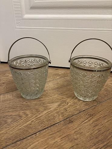 qapi bezeyi: Şüşə dekorativ fənər/kandelyabr dəsti (2 ədəd) - Material: qalın — 1