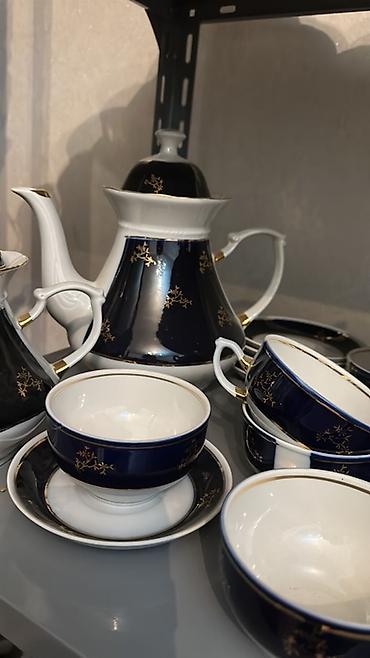 sapacki sekilleri: Çay dəsti, rəng - Göy, Farfor — 2