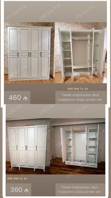 Dolablar: Yeni, 4 qapılı Düz dolab, Qarderob, paltar dolabı