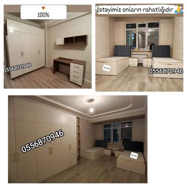 Yataq otağı dəstləri: İkinəfərlik çarpayı, Dolab, Termo, 2 tumba, Azərbaycan, Yeni — 5