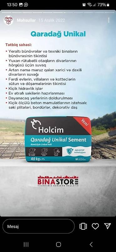 holcim satış: Holcim Sement, M-400, C-klass, Kredit var, Pulsuz çatdırılma — 4