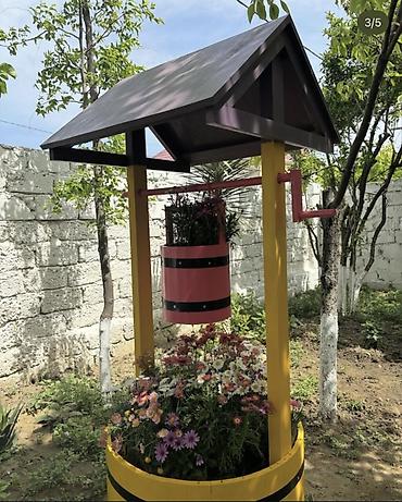 Bağ, çöl mebeli: Bağ üçün dekorativ “quyu” tipli güldan-kompozisiya - Material: ağac — 5