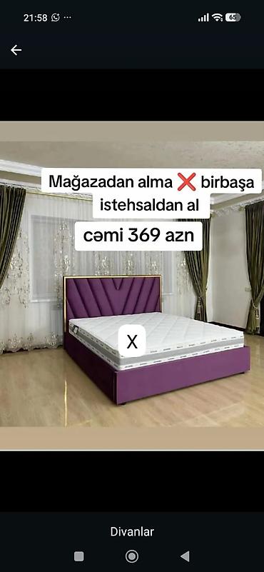 Mebel dəsti – taxt çarpayı - Rəng: bənövşəyi (qızılı haşiyəli başlıq)