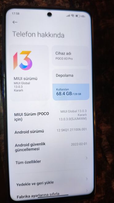 телефон fly bl: Poco x3 pro 6/128 yaddaş heç bir problemi yoxdur ikinci telefon kimi
