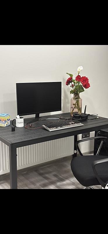 komputer setup: Minimalist iş/nahar masası – qara rəng - Material: metal karkas, üst — 3