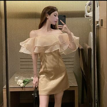 корейские платье: Вечернее платье, Короткая модель, Без рукавов, XS (EU 34), S (EU 36), M (EU 38)