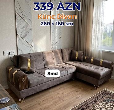 künc kabinet: Künc divan – 260 × 160 sm Qiymət: 339 AZN - Müasir dizaynlı — 1