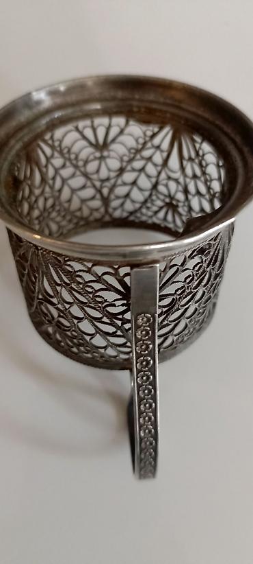 Qab-qacaq və mətbəx ləvazimatları: Gümüş naxışlı stəkanaltı (filigran işləmə) - Material: metal; zərif — 3