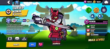 Video oyunlar üçün aksesuarlar: Brawl Stars oyununda Kenji və Fang karakterləri. Kenji samuray dəsti
