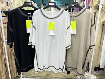 футболки оверсайз женские: Футболка, Оверсайз, Однотонный, Трикотаж, Китай